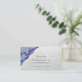 Carte D'accompagnement Site Web Mariage de script Delicate en Argent Bleu (Debout devant)