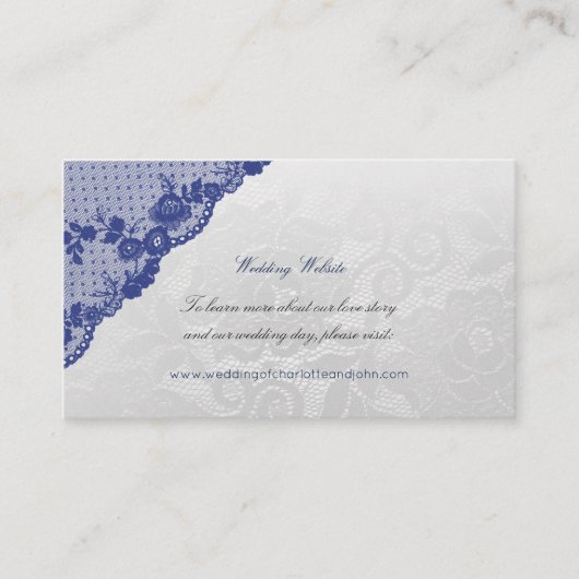 Carte D'accompagnement Site Web Mariage de script Delicate en Argent Bleu (Devant)