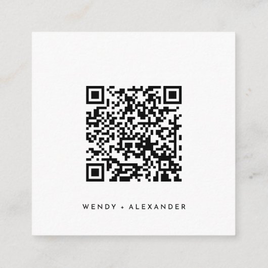 Carte D'accompagnement Site Web Mariage de script moderne blanc Code QR (Dos)