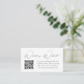 Carte D'accompagnement Site Web Mariage de script noir moderne QR Code (Debout devant)