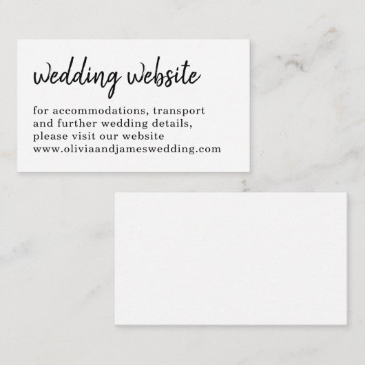 Carte D'accompagnement Site Web Mariage de typographie manuscrite chic (Devant / Derrière)