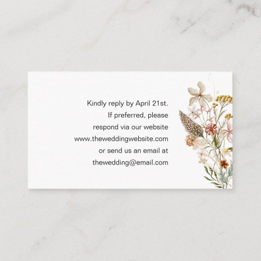 Carte D'accompagnement Site Web Mariage dessiné à la main insérer QR CODE (Dos)