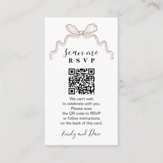 Carte D'accompagnement Site Web Mariage dessiné à la main insérer QR CODE (Devant)