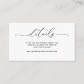 Carte D'accompagnement Site Web Mariage élégant et simple / Détails (Devant)