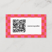 Carte D'accompagnement Site Web Mariage en damier rouge gras Code QR (Dos)