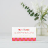 Carte D'accompagnement Site Web Mariage en damier rouge gras Code QR (Debout devant)