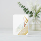 Carte D'accompagnement Site Web Mariage fleur sauvage QR Code Gold ID954 (Debout devant)