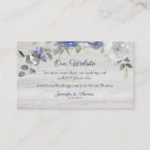 Carte D'accompagnement Site Web Mariage Floral de la marine Blue Silver (Devant)