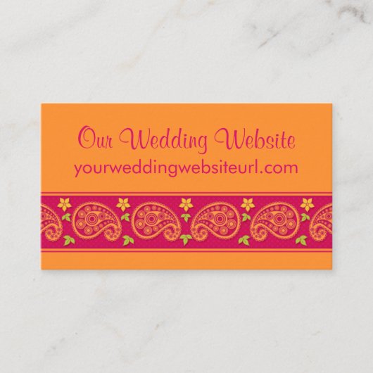 Carte D'accompagnement Site Web Mariage Floral Rose Orange Paisley Insére (Devant)