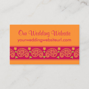 Carte D'accompagnement Site Web Mariage Floral Rose Orange Paisley Insére