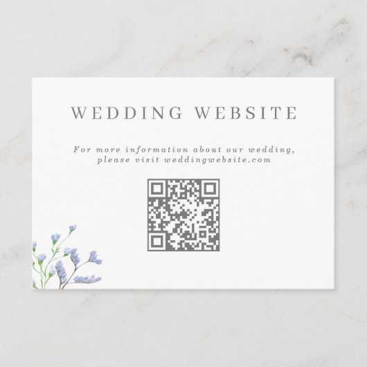 Carte D'accompagnement Site Web Mariage français Bleu Delicate Code QR En (Devant)