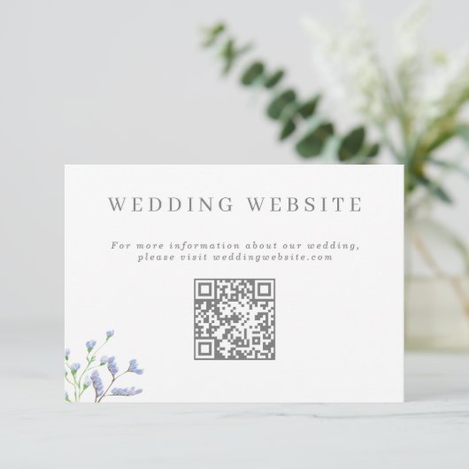 Carte D'accompagnement Site Web Mariage français Bleu Delicate Code QR En (Debout devant)
