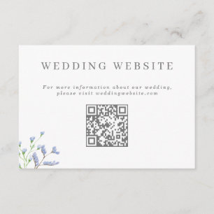Carte D'accompagnement Site Web Mariage français Bleu Delicate Code QR En