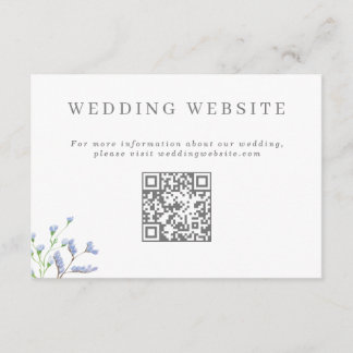 Carte D'accompagnement Site Web Mariage français Bleu Delicate Code QR En