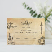 Carte D'accompagnement Site Web Mariage médiéval Mariage | Cod RSVP QR (Debout devant)