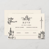 Carte D'accompagnement Site Web Mariage médiéval Mariage | Cod RSVP QR (Devant / Derrière)
