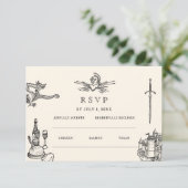Carte D'accompagnement Site Web Mariage médiéval Mariage | Cod RSVP QR (Debout devant)
