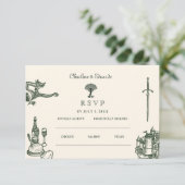 Carte D'accompagnement Site Web Mariage médiéval Mariage | Cod RSVP QR (Debout devant)