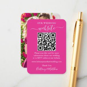 Carte D'accompagnement Site Web Mariage minimaliste Photo QR Hot rose
