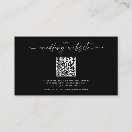 Carte D'accompagnement Site web Mariage noir et blanc QR Code Photo (Devant)