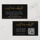Carte D'accompagnement Site web Mariage noir et or RSVP QR Code (Devant / Derrière)