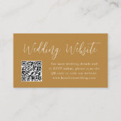 Carte D'accompagnement Site Web Mariage Ochre de script simple Code QR (Devant)