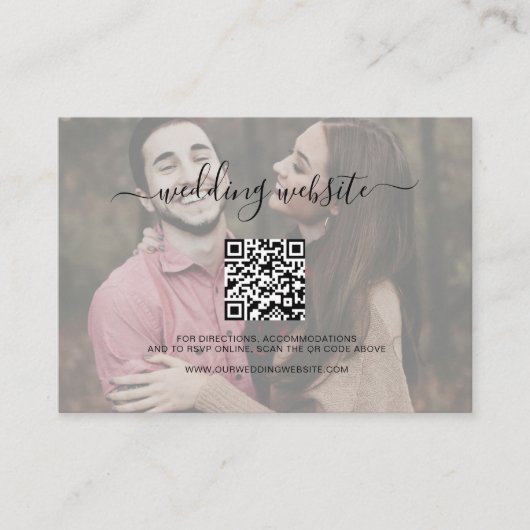 Carte D'accompagnement Site Web Mariage photo de code QR de script simple (Devant)