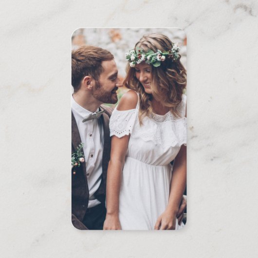 Carte D'accompagnement Site Web Mariage RSVP Script simple Code et photo  (Dos)
