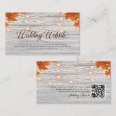 Carte D'accompagnement Site Web Mariage Rustic Wood Fall Leaves & Lights (Devant / Derrière)