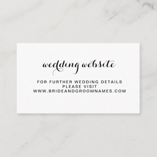 Carte D'accompagnement Site Web Mariage simple minimal (Devant)