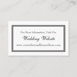Carte D'accompagnement Site Web minimaliste de Mariage noir blanc Insérer