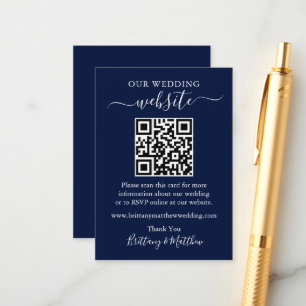 Carte D'accompagnement Site Web minimaliste simple Mariage QR Blue