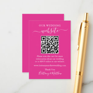 Carte D'accompagnement Site Web minimaliste simple Mariage QR Hot Pink