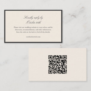 Carte D'accompagnement Site Web QR Code de Réponse pour Mariage Noir et I