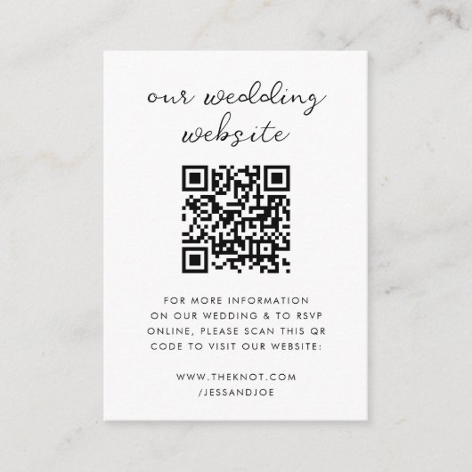 Carte D'accompagnement Site web | QR code Minimum Photo RSVP (Devant)