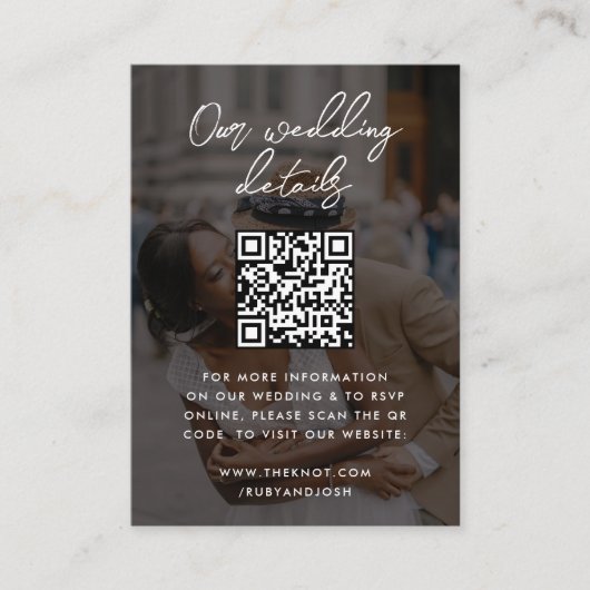 Carte D'accompagnement Site web | QR code Minimum Photo RSVP (Devant)