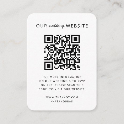 Carte D'accompagnement Site web | QR code Minimum Photo RSVP (Devant)