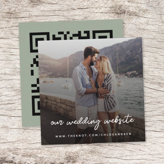 Carte D'accompagnement Site web | QR code Minimum Photo RSVP