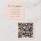 Carte D'accompagnement Site Web Rsvp Moderne Qr Code Soft Peach Mariage (Devant / Derrière)