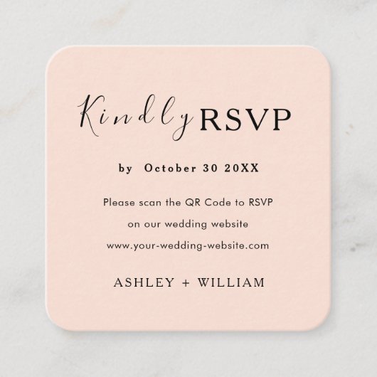 Carte D'accompagnement Site Web Rsvp Moderne Qr Code Soft Peach Mariage (Devant)