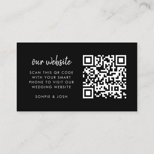 Carte D'accompagnement Site web | RSVP QR Code Black Modern (Dos)