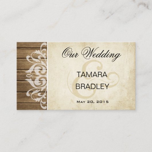 Carte D'accompagnement Site Web Rustic Wood Mariage | blanc (Devant)