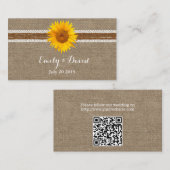 Carte D'accompagnement Site Web Rustique Mariage de dentelle et tournesol (Devant / Derrière)