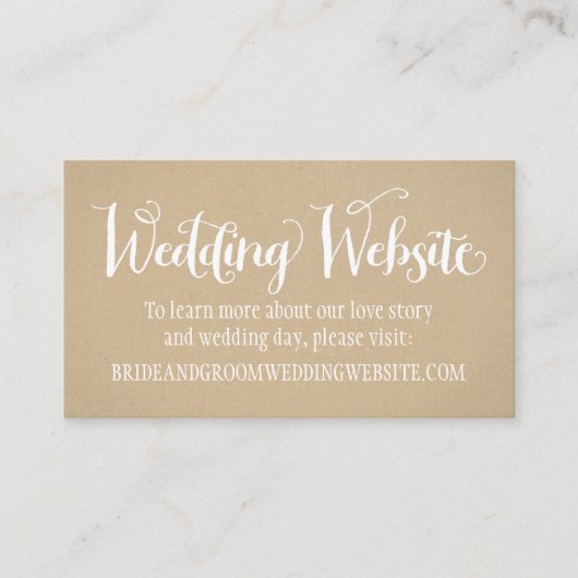 Carte D'accompagnement Site Web Rustique Mariage en langage blanc (Devant)