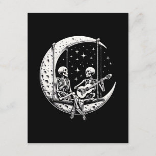 Carte D'accompagnement Skeleton Couple Moon Guitare