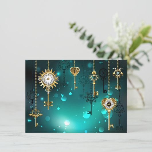 Carte D'accompagnement Skeleton Keys on Green Background (Debout devant)