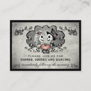 Carte D'accompagnement Skeletons d'Halloween et Réception en Gris Noir Co