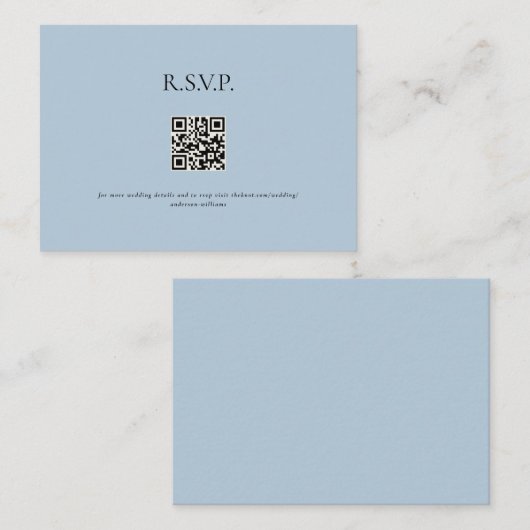 Carte D'accompagnement Sky Blue Contemporary QR Code Mariage RSVP II (Devant / Derrière)