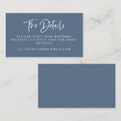 Carte D'accompagnement Slate Blue Moderne Script Lettres Site Mariage (Devant / Derrière)
