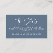 Carte D'accompagnement Slate Blue Moderne Script Lettres Site Mariage (Devant)